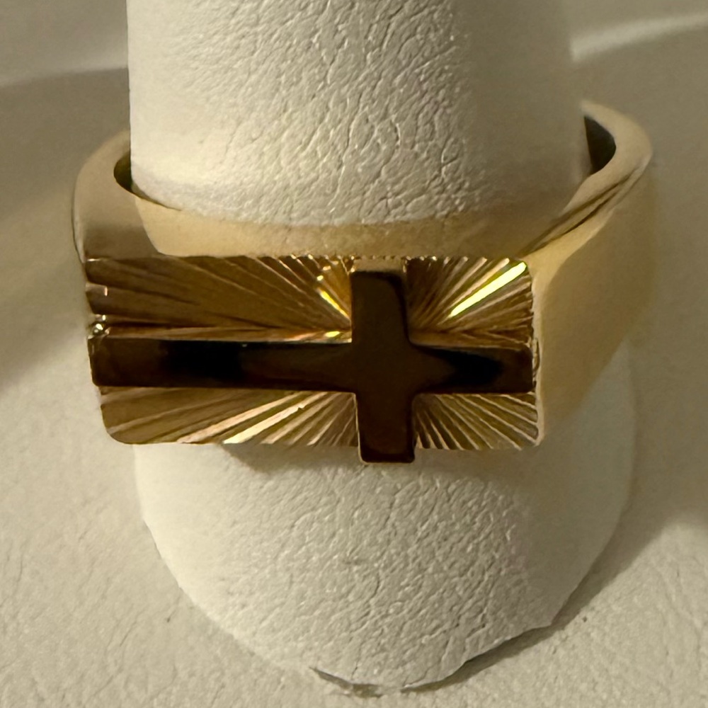 Gold Ring with Cross Design